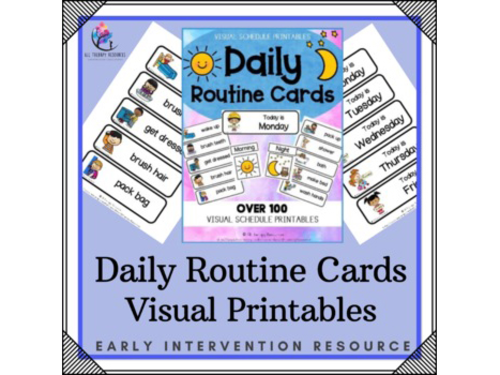 Daily Routine Cards - Visual Schedule Printable Cards - morning night routine