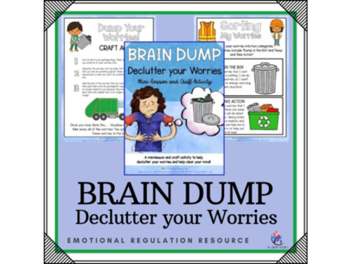 Worries Brain Dump - Declutter your Worries Lesson Activity Craft