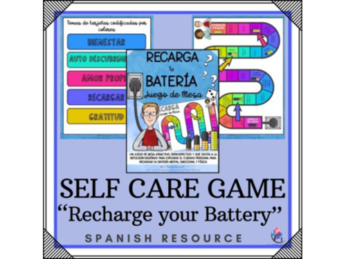 SPANISH VERSION Recharge Your Battery Board Game - Self Care SEL Back to School