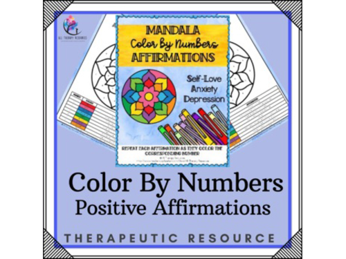 Mental Health Mandala Color by Numbers Depression Self-Love Anxiety
