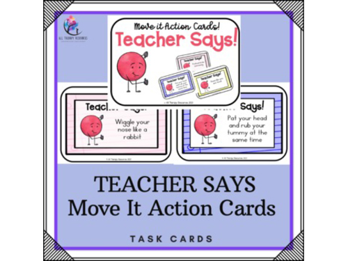 Teacher Says Action Cards (Simon Says) - Task Cards Kindergarten Early Childhood