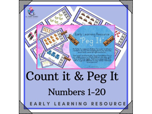 Early Learning Resource - "Peg It" Counting Number Recognition/Fine Motor Skills