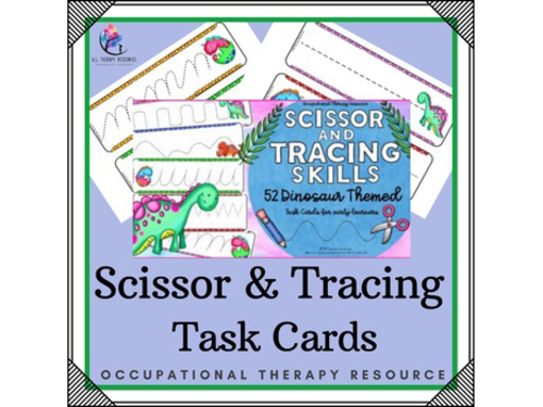 Dinosaur Scissor & Tracing Task Cards for Early Learners