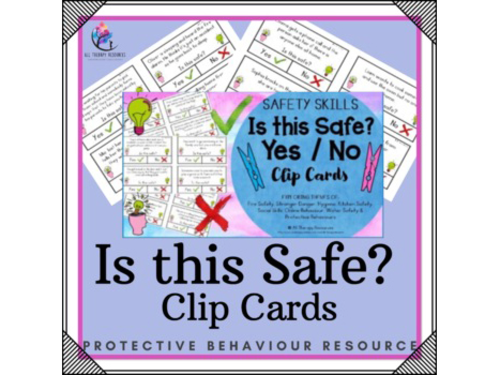 Safety Skills - 64 Yes No Clip Cards - Autism Special Education Speech ESL