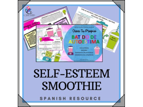 SPANISH VERSION -Create Your Own Self Esteem Smoothie - Creative Therapy CBT DBT