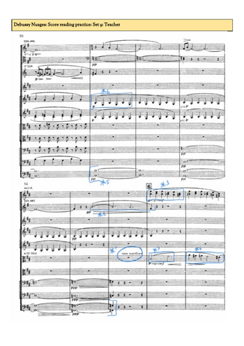 Eduqas Music A Level Debussy Nuages score questions: Set 1 of 2