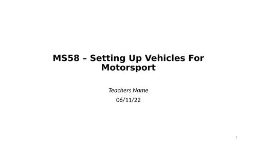 Motorsport Level 3 - Centre of Gravity Calculation inc height - MS58 IMI