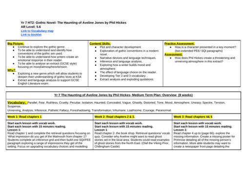 The Haunting of Aveline Jones Medium Term Plan