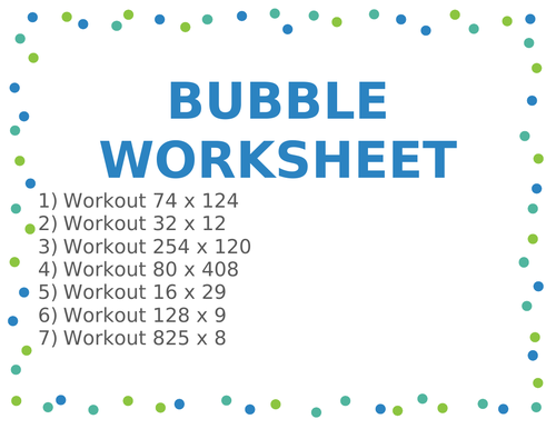 BUBBLE WORKSHEET 193 | Teaching Resources
