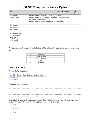 Calculations in Python