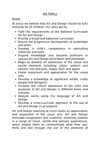 Art Policy and Progression of Skills Documents