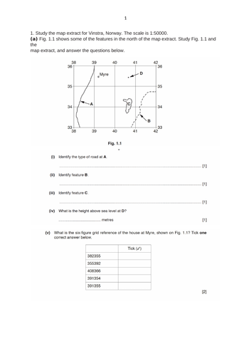 Geography Paper 2 for mock exam with mark scheme