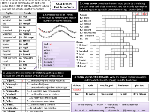 GCSE French: Past Tense Verbs Revision Worksheet