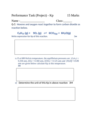 Kc ,Kp- (Equilibrium constant and unit) , expressions, Interactive Worksheet