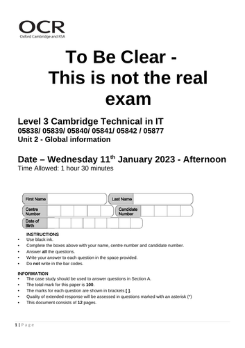 Cambridge Technicals - IT - Level 3 - PH GP motorbike race team Exam Practice