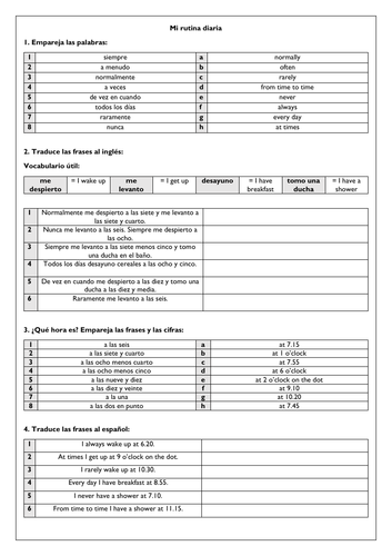 Daily Routine KS3 Spanish