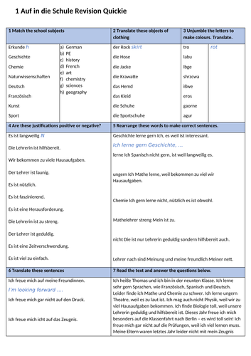 Auf in die Schule - revision quickie