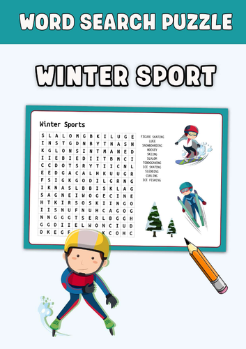 Winter sport Word Search Puzzle Worksheet Activities