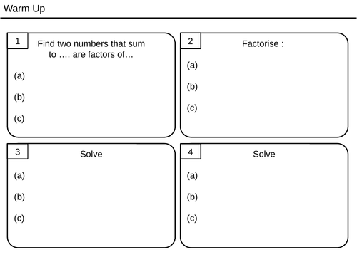 Solving quadratics by factorisation