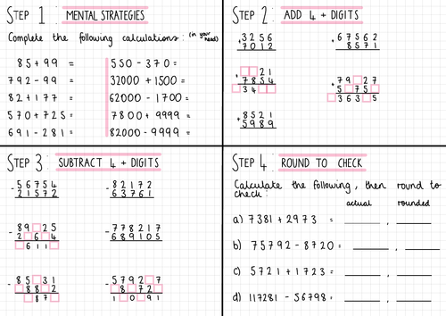 White Rose Maths Year 5 Addition & Subtraction Homework Steps 1-4