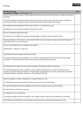 OCR Biology A specification - AS level