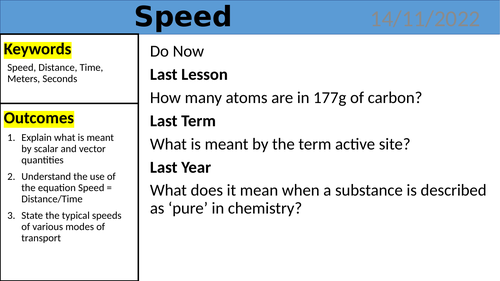 KS4 Science - Speed