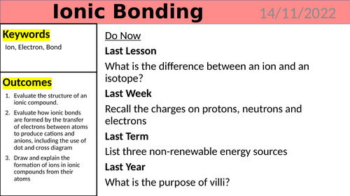 KS4 Science - Ionic Bonding
