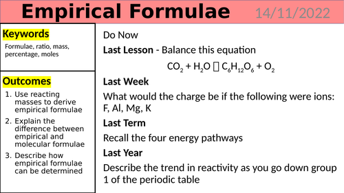 KS4 Science - Empirical Formulae