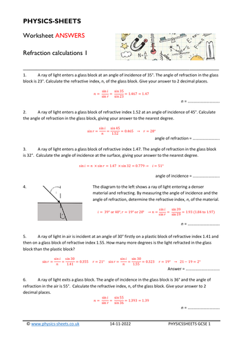 GCSE/IGCSE Refraction Questions and Answers