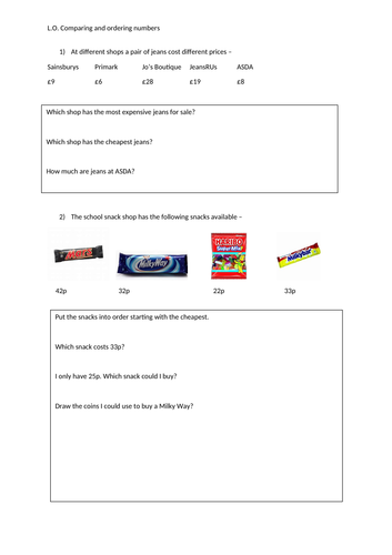 Functional Skills Comparing numbers