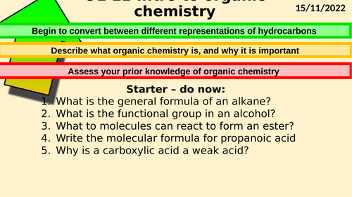 Organic chemistry AS introduction first lesson empirical formula skeletal formula
