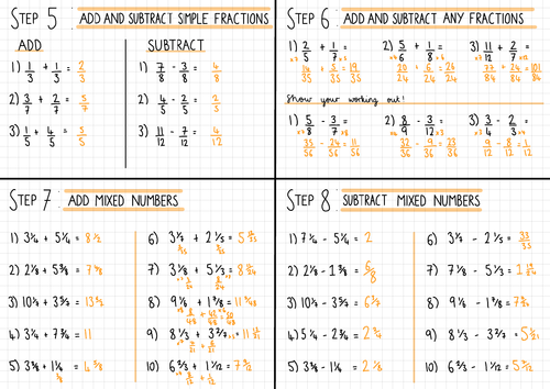 White Rose Maths Year 6 Fractions A Homework Steps 5-8