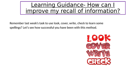Revision Skills - Learning Guidance - Memory maps/ Look, Cover, Write, Check