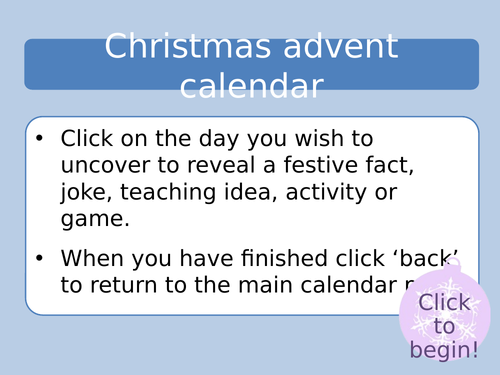 Geography advent/ christmas countdown calendar
