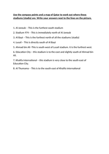 Qatar World Cup compass directions