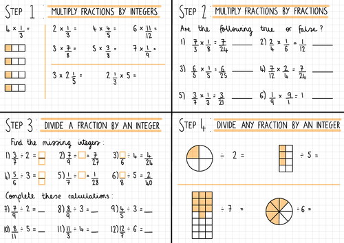 White Rose Maths Year 6 Fractions B Homework Steps 1-4