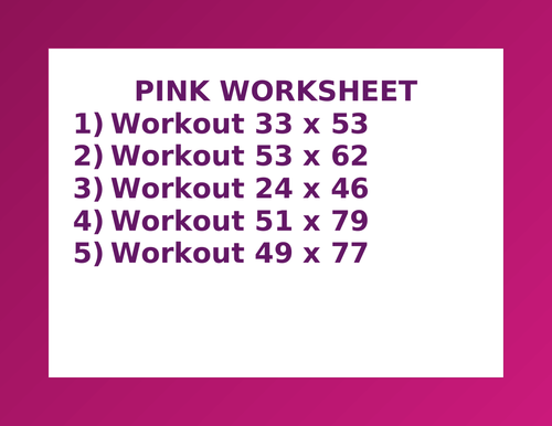 PINK WORKSHEET 61 | Teaching Resources