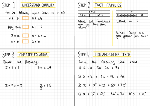 White Rose Maths Year 7 Equality & Equivalence Homework Steps 1-4