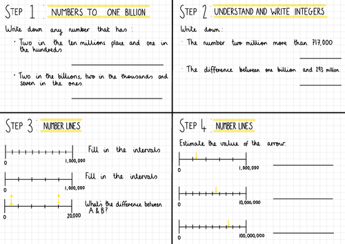 White Rose Maths Year 7 Place Value & Ordering Homework Steps 1-4