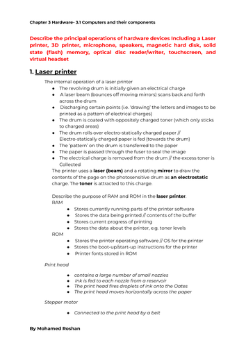 9618- Computer Science: Unit 3.1 Computers and their components