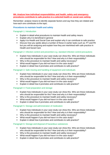 BTEC H&SC Level 3 Unit 7: Learning Aim D