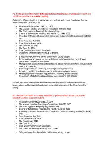 BTEC H&SC Level 3 Unit 7: Learning Aim C