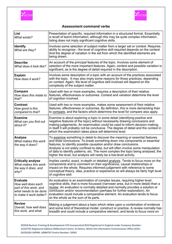 Command Verbs Descriptor