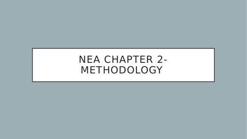 A-level Geography NEA methodology PPT