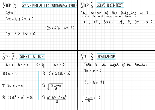 White Rose Maths Year 9 Forming & Solving Equations Homework Steps 5-8