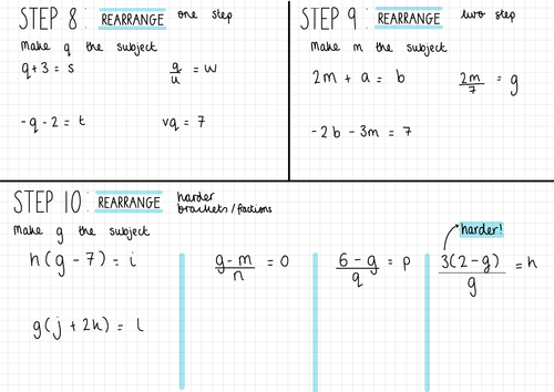 White Rose Maths Year 9 Forming and Solving Equations Homework Steps 8-10