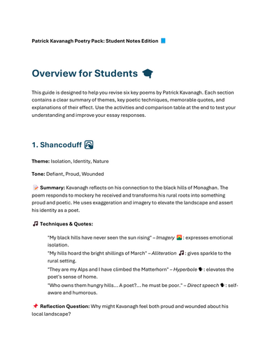 Patrick Kavanagh - Quotes and Poetic Devices New