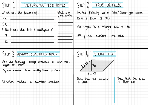 White Rose Maths Year 9 Testing Conjectures Homework Steps 1-4