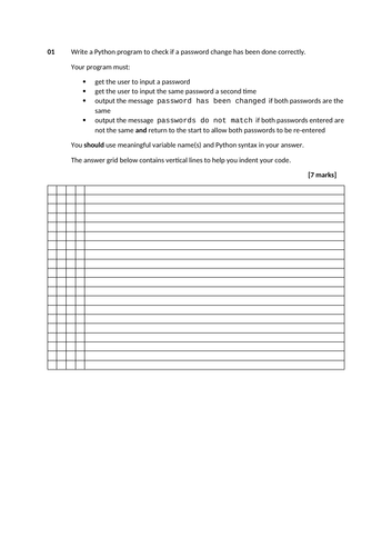 AQA GCSE Comp Sci - Python exam questions practice