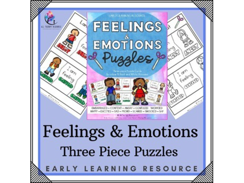Feelings & Emotions - Three Piece Puzzles - Early Learning & Autism Resource